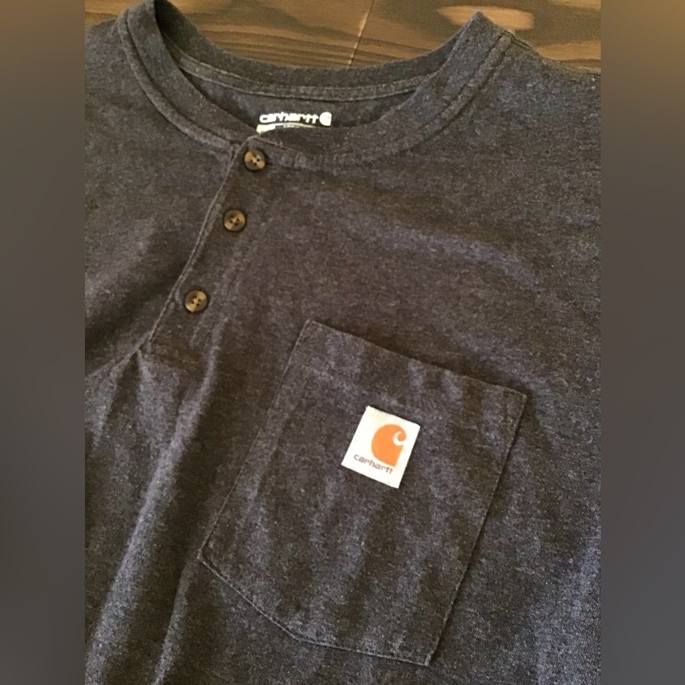 Carhartt Men's charcoal grey Henley Shirt - Picture 11 of 14